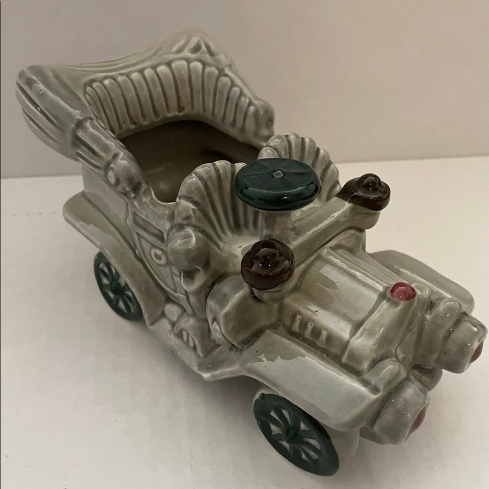 Vintage Lefton Convertible Antique Ceramic Car Planter Gray  Made in Japan